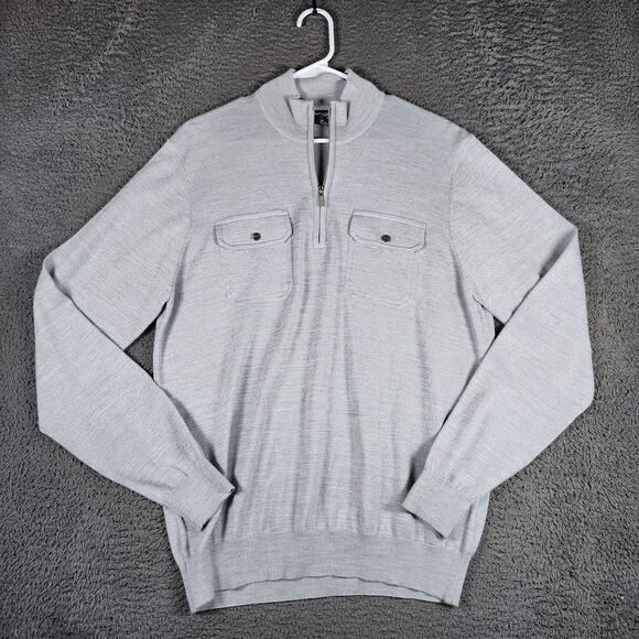 Michael Kors Light Gray Zip-Up Sweater with Front Pockets Casual Luxury Knitwear - Picture 1 of 8